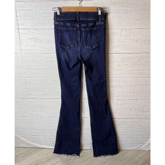 Spanx Jeans Womens Size Small Tall Blue Bootcut Flare Raw Hem Midnight Shade - Picture 8 of 16